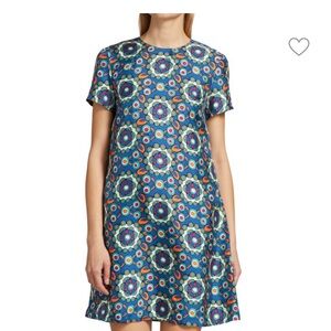 LA DoubleJ Blue A-line Mini Dress Short Sleeve Crew Neck
